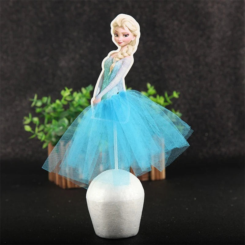 1 lote –  Bolo da Princesa Frozen Elsa e Anna, Enfeite para Cupcake, Bandeirinha para Bolo, Decoração de Festa de Aniversário para Meninas