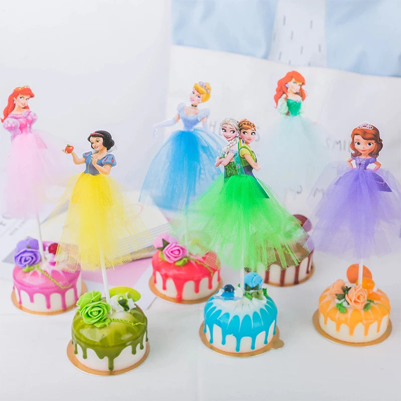 1 lote –  Bolo da Princesa Frozen Elsa e Anna, Enfeite para Cupcake, Bandeirinha para Bolo, Decoração de Festa de Aniversário para Meninas
