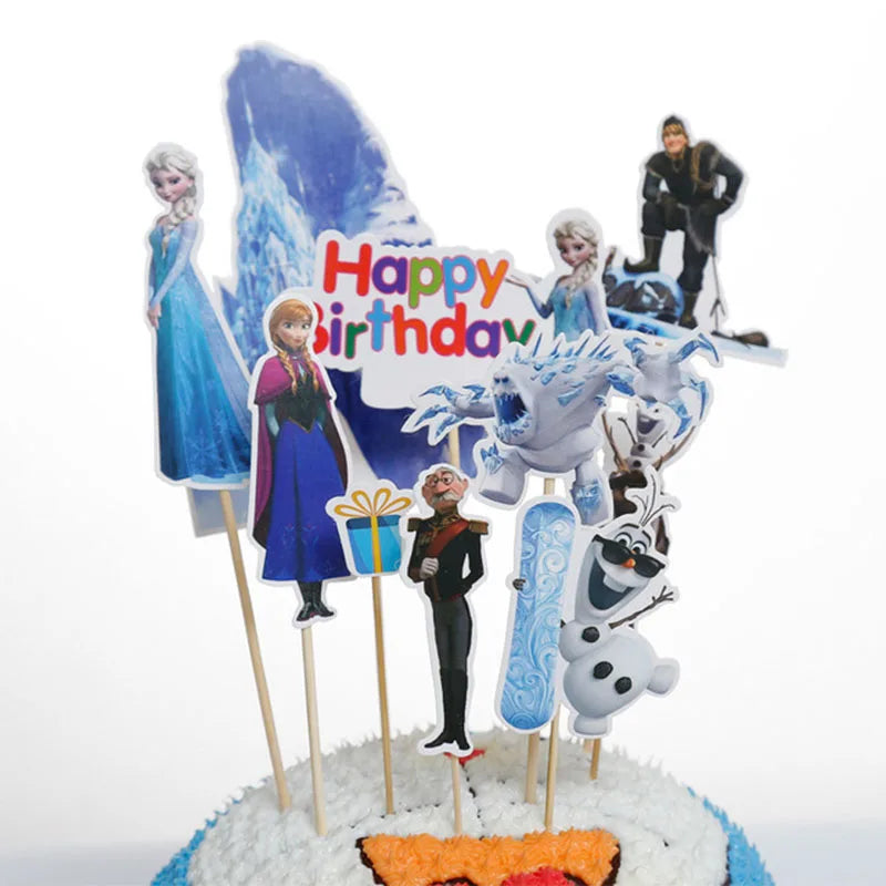 1 lote –  Bolo da Princesa Frozen Elsa e Anna, Enfeite para Cupcake, Bandeirinha para Bolo, Decoração de Festa de Aniversário para Meninas