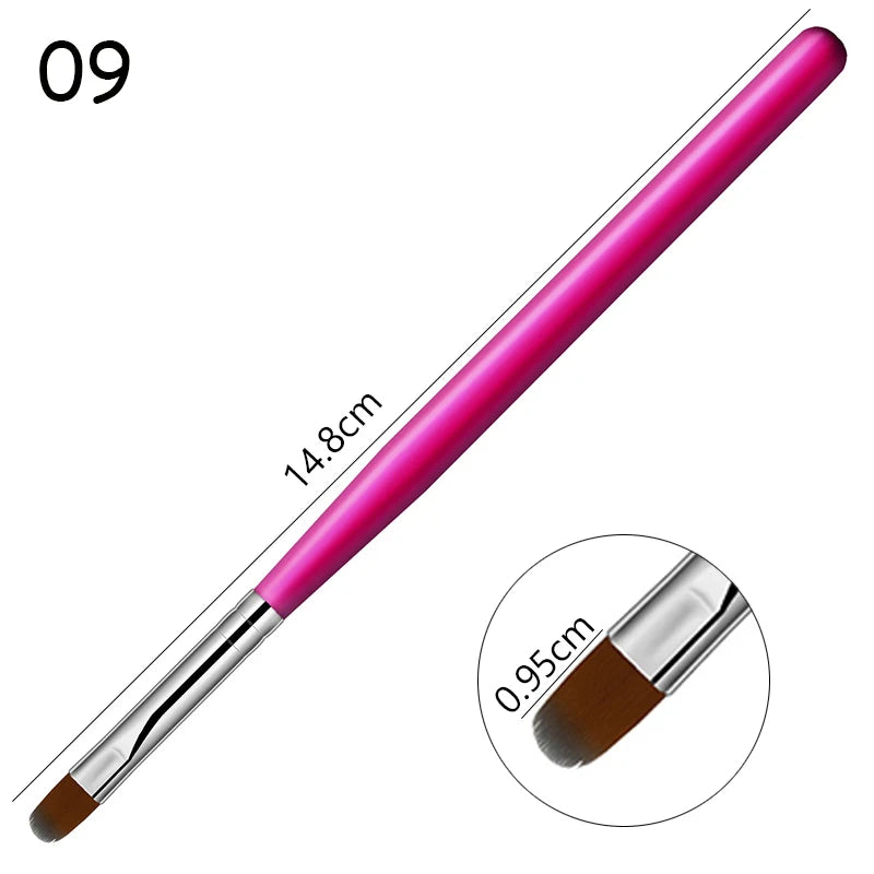 1 a 9 Peças – Pincel para Nail Art – Pontas 3D, Desenhos, Fototerapia, Acrílico, Gel UV, Extensão e Pintura