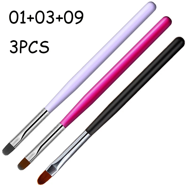 1 a 9 Peças – Pincel para Nail Art – Pontas 3D, Desenhos, Fototerapia, Acrílico, Gel UV, Extensão e Pintura