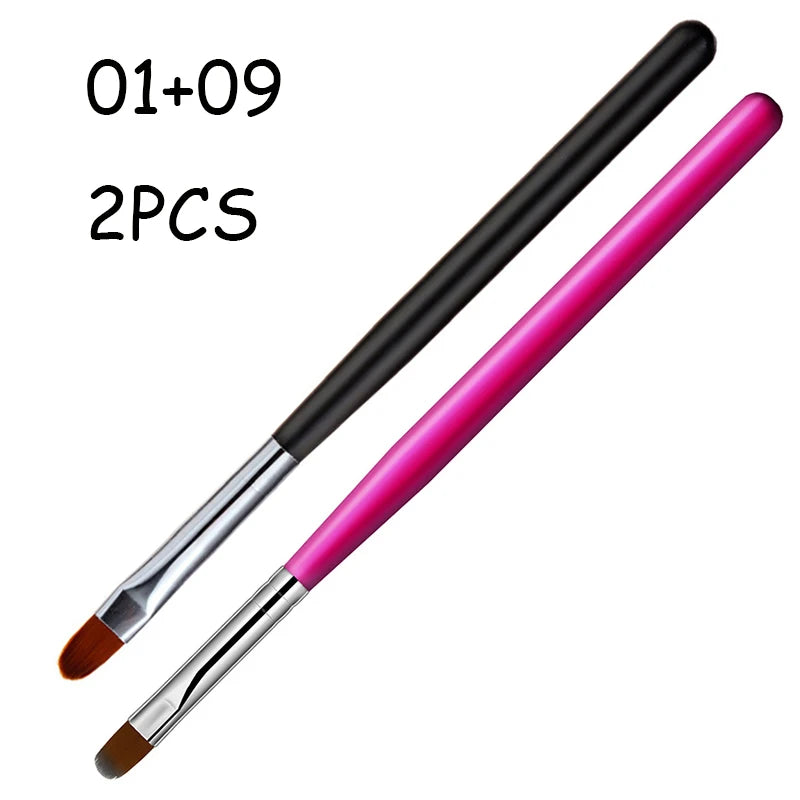 1 a 9 Peças – Pincel para Nail Art – Pontas 3D, Desenhos, Fototerapia, Acrílico, Gel UV, Extensão e Pintura