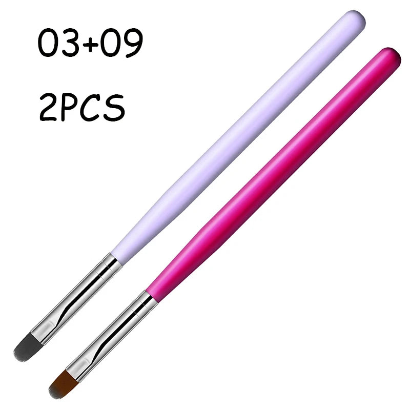 1 a 9 Peças – Pincel para Nail Art – Pontas 3D, Desenhos, Fototerapia, Acrílico, Gel UV, Extensão e Pintura