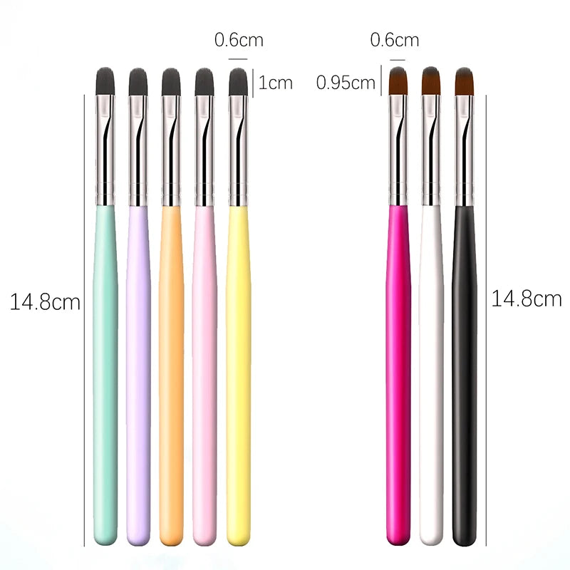 1 a 9 Peças – Pincel para Nail Art – Pontas 3D, Desenhos, Fototerapia, Acrílico, Gel UV, Extensão e Pintura