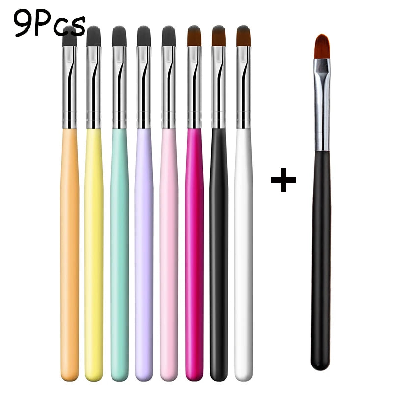 1 a 9 Peças – Pincel para Nail Art – Pontas 3D, Desenhos, Fototerapia, Acrílico, Gel UV, Extensão e Pintura